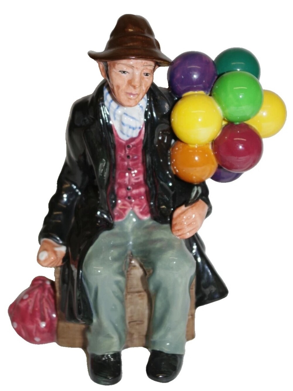 VINTAGE ROYAL DOULTON THE BALLOON MAN HN1954 PORCELAIN 7" FIGURINE FROM ENGLAND